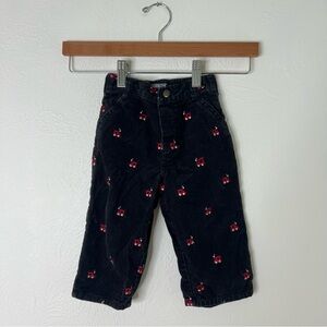Vintage Oshkosh Corduroy Black and Red Trains Pants size 18 months